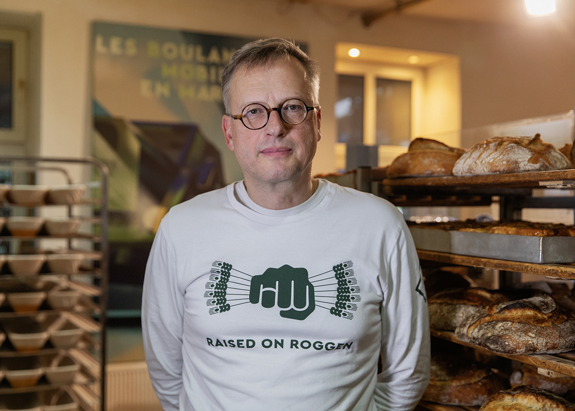 Florian Domberger in seiner Bäckerei in Berlin Moabit - Domberger Brotwerk.